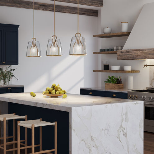 Caliper 1 Light 9.9 inch Modern Brass Pendant Ceiling Light in Clear