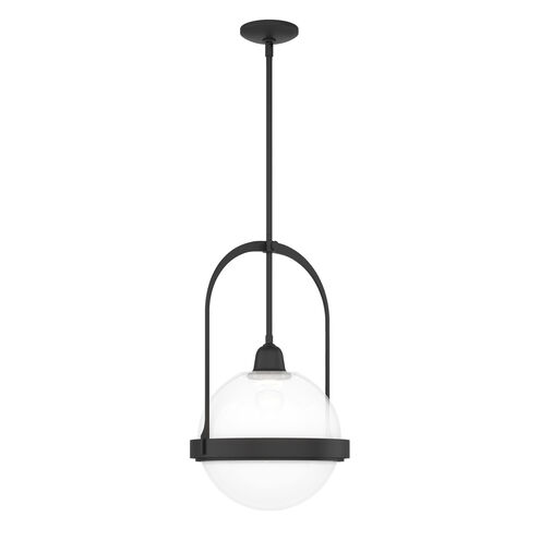 Atlas 1 Light 13.9 inch Black Pendant Ceiling Light in Opaline