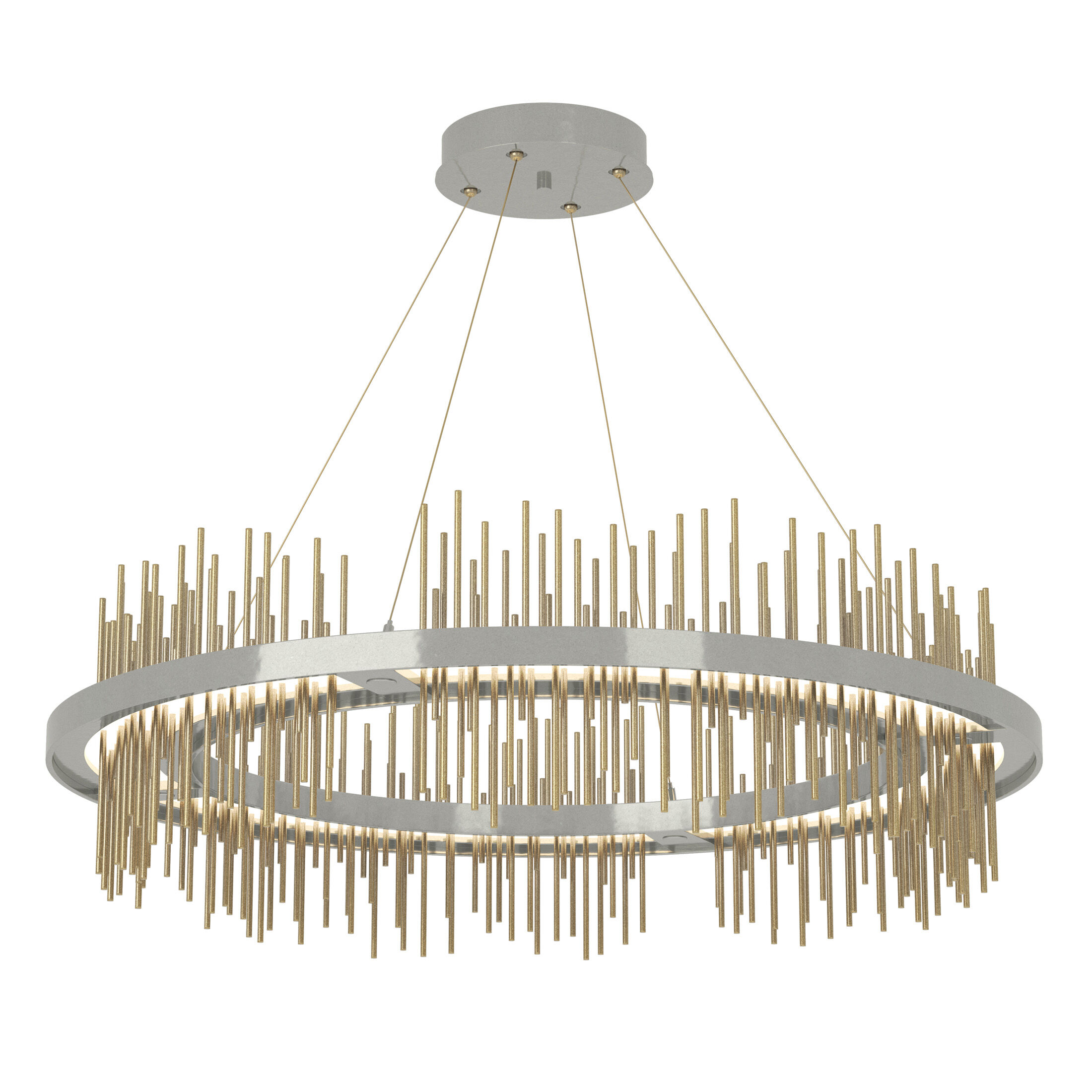 Gossamer LED 38 inch Sterling and Modern Brass Pendant Ceiling Light in Sterling/Modern Brass, Circular
