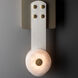Art & Alchemy SNAPS LED 5.5 inch Modern Brass Sconce Wall Light in White Leather with Alabaster