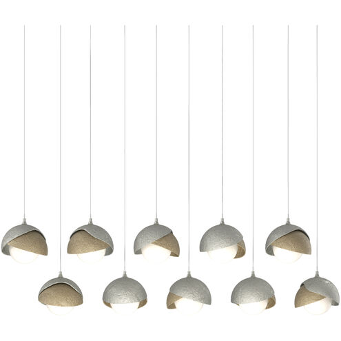Brooklyn 10 Light 44.5 inch Sterling and Soft Gold Pendant Ceiling Light in Sterling/Soft Gold, Rectangular