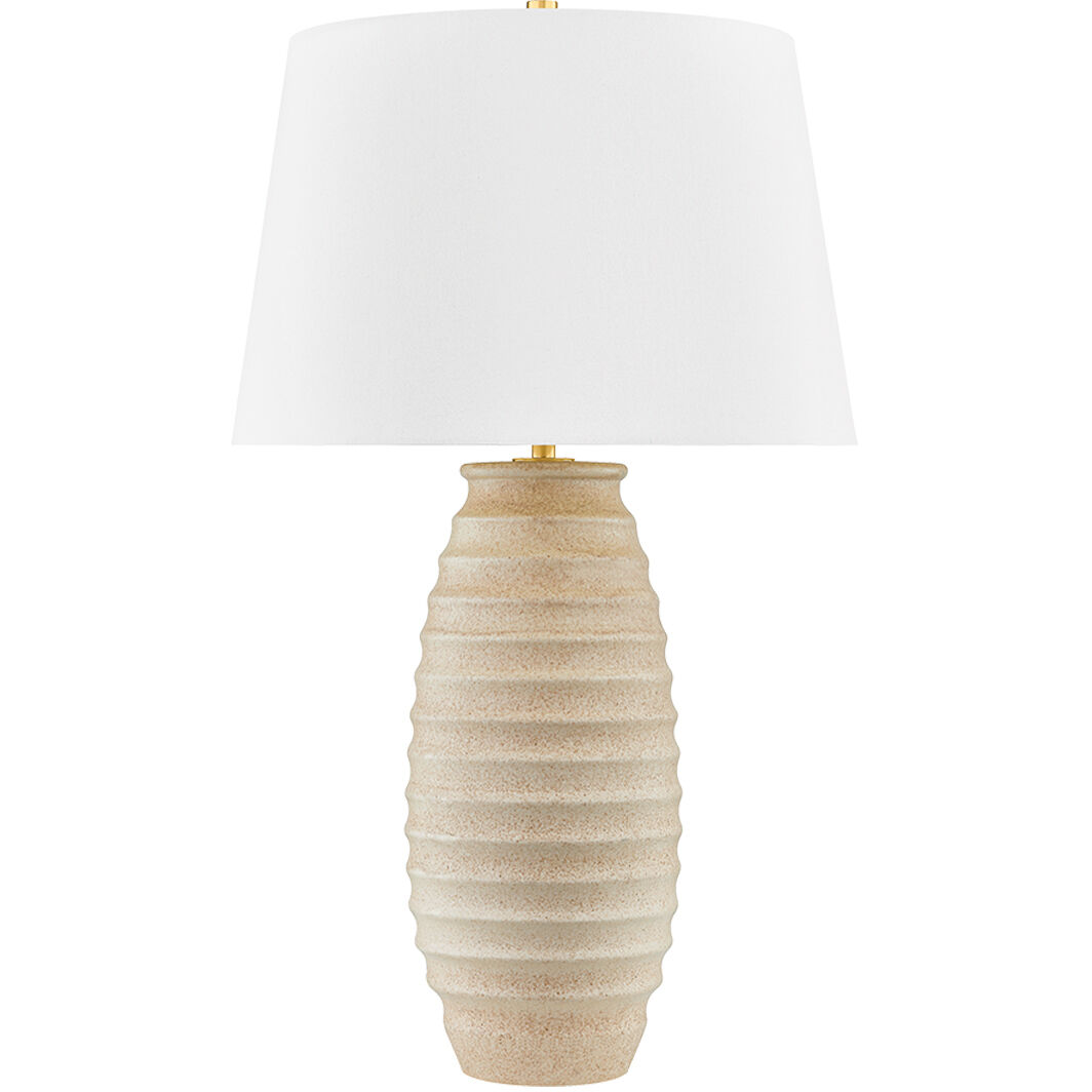 Haddam 32 inch 25 watt Aged Brass and Ceramic Textured Fawn Table Lamp Portable Light