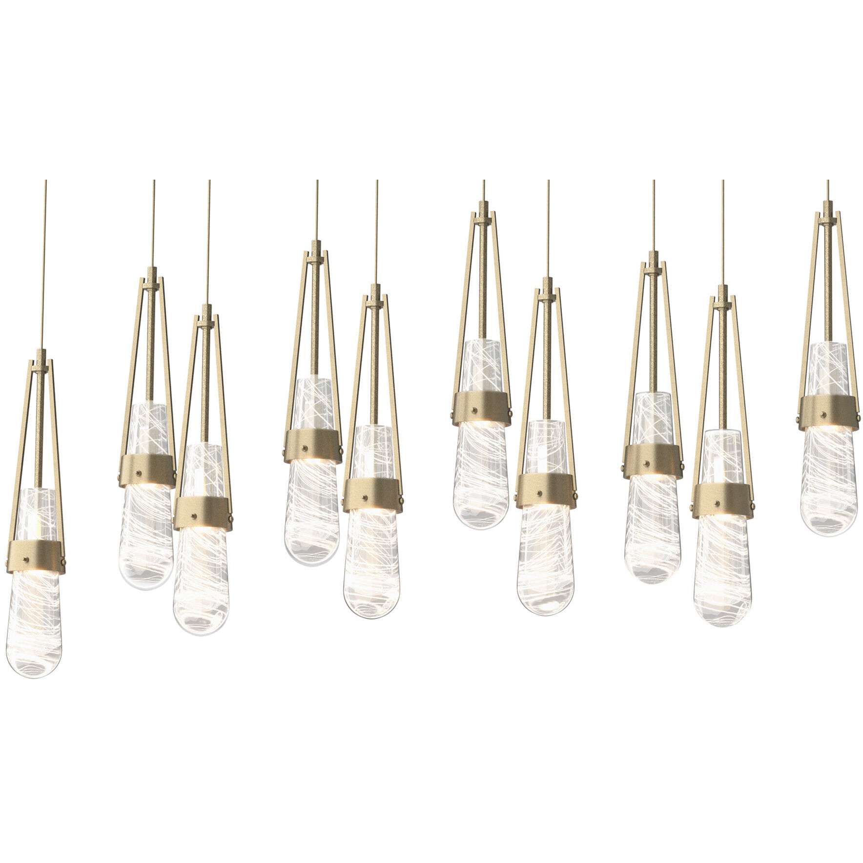Link 10 Light 44.5 inch Soft Gold Pendant Ceiling Light in Clear with White Threading, Rectangular