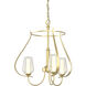 Flora 3 Light 19.4 inch Modern Brass Chandelier Ceiling Light in Seeded with Opal