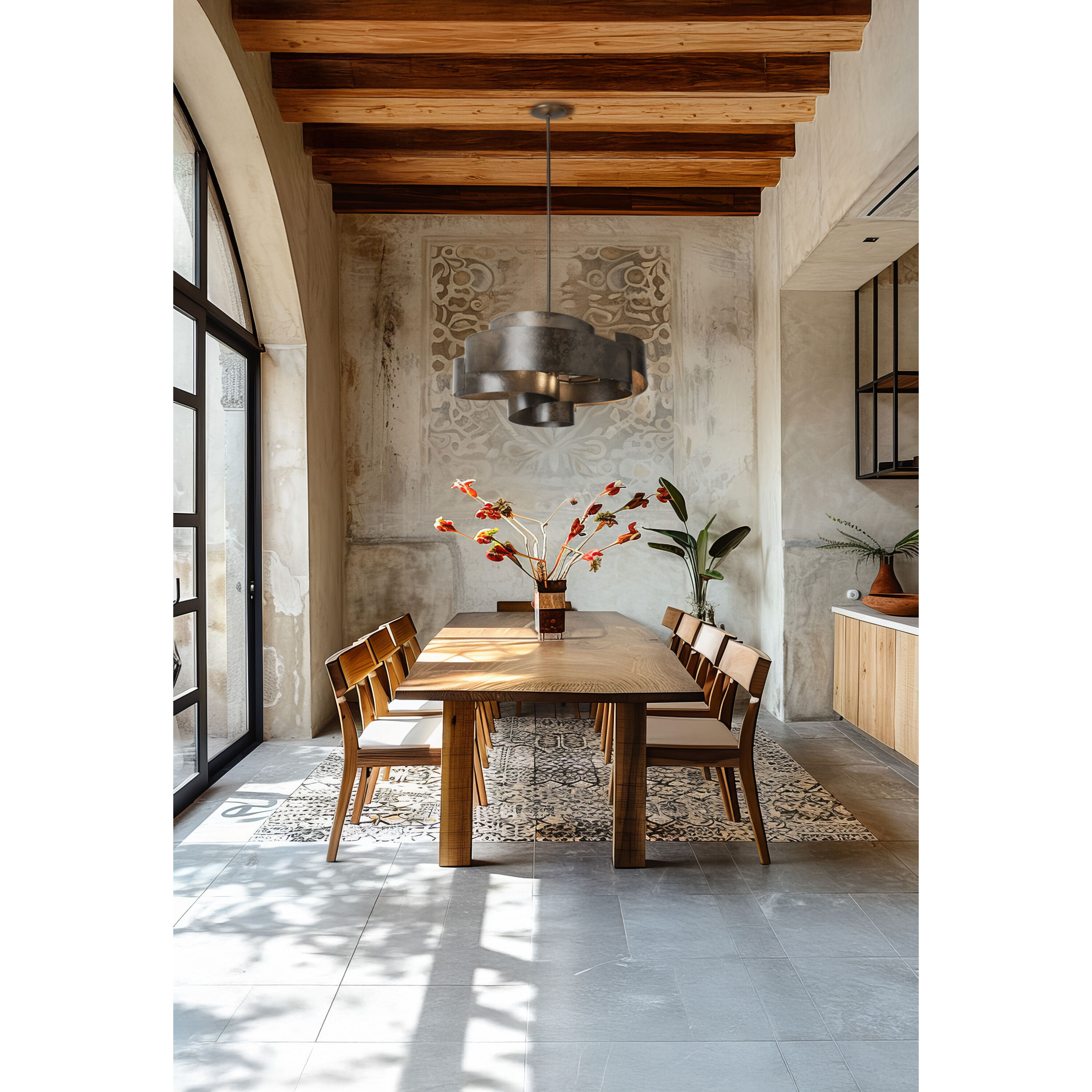 Zen 6 Light 34.1 inch Dark Smoke Pendant Ceiling Light