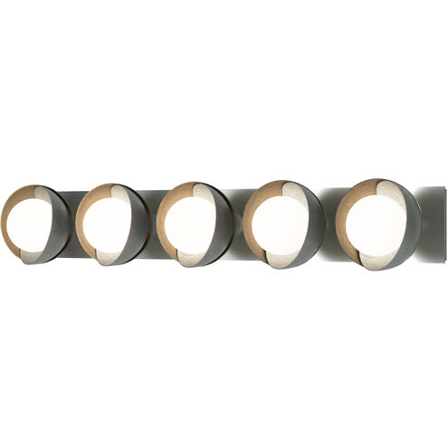 Brooklyn 5 Light 38 inch Vintage Platinum and Soft Gold Straight Bath Sconce Wall Light in Vintage Platinum/Soft Gold, Straight