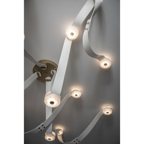 Art & Alchemy SNAPS LED 86.5 inch White Pendant Ceiling Light in White Leather with Alabaster, Large