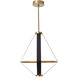 Art & Alchemy Aspen LED 22.5 inch Modern Brass Pendant Ceiling Light in Black Leather with Alabaster