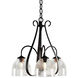 Sweeping Taper 3 Light 18.4 inch Black Chandelier Ceiling Light in Water