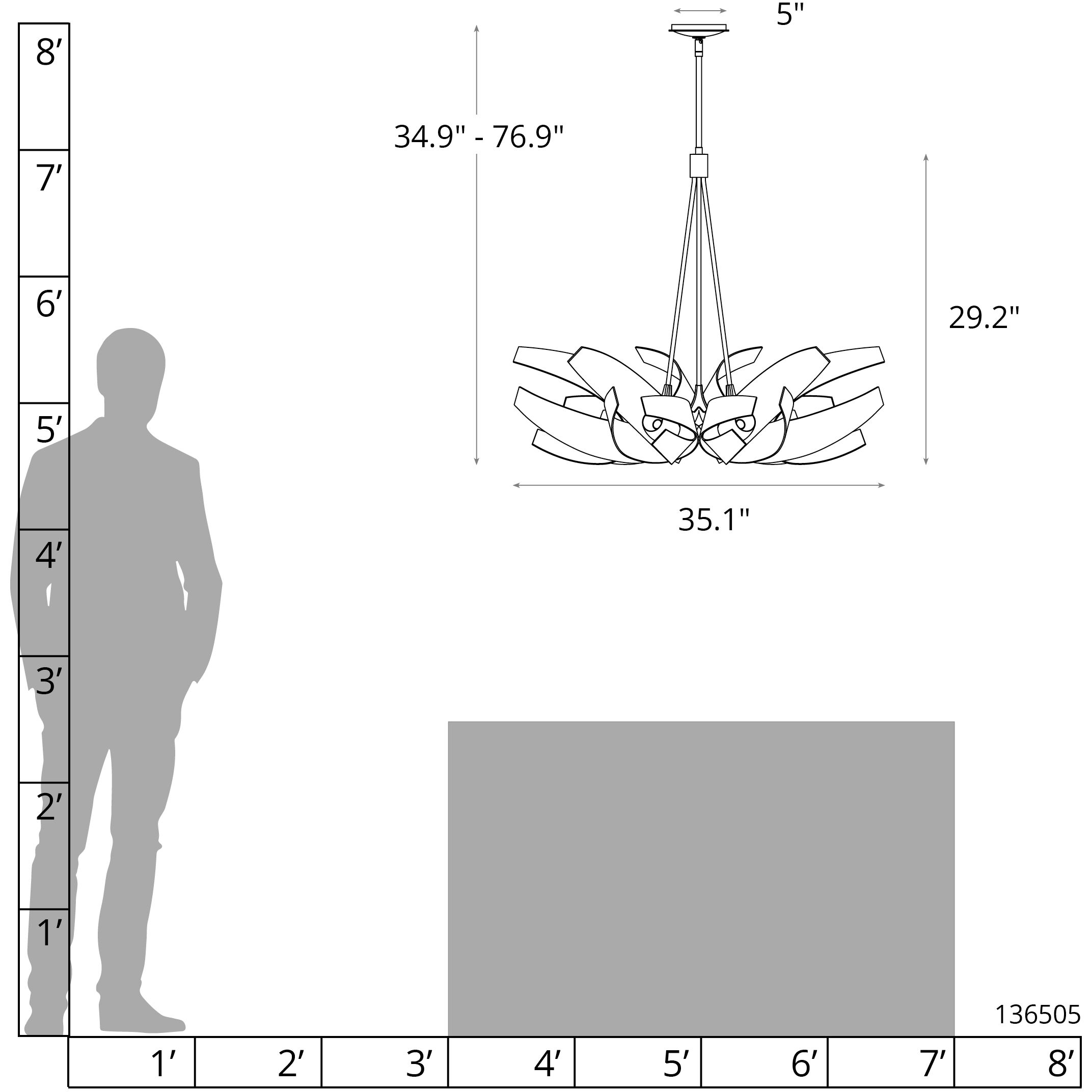 Corona 6 Light 35.1 inch Soft Gold Dining Pendant Ceiling Light, Large