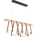 York LED 52 inch Black and Polished Nickel Linear Pendant Ceiling Light in Black/Polished Nickel, Chestnut Leather with Maple Natural