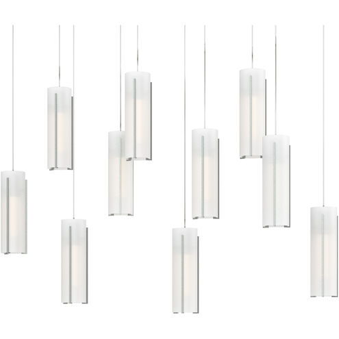Exos Glass 10 Light 44.5 inch Vintage Platinum Pendant Ceiling Light in Opal, Rectangular
