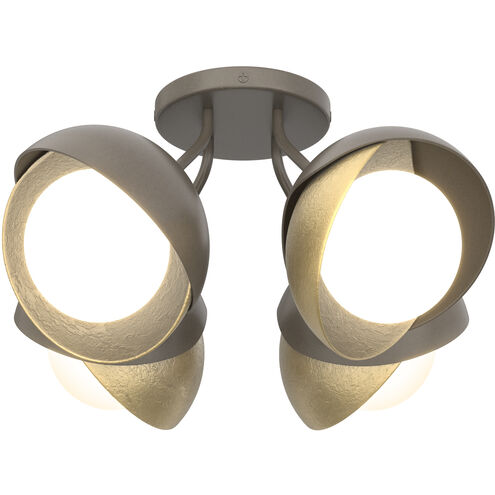Brooklyn 4 Light 15.8 inch Dark Smoke and Modern Brass Semi-Flush Ceiling Light in Dark Smoke/Modern Brass