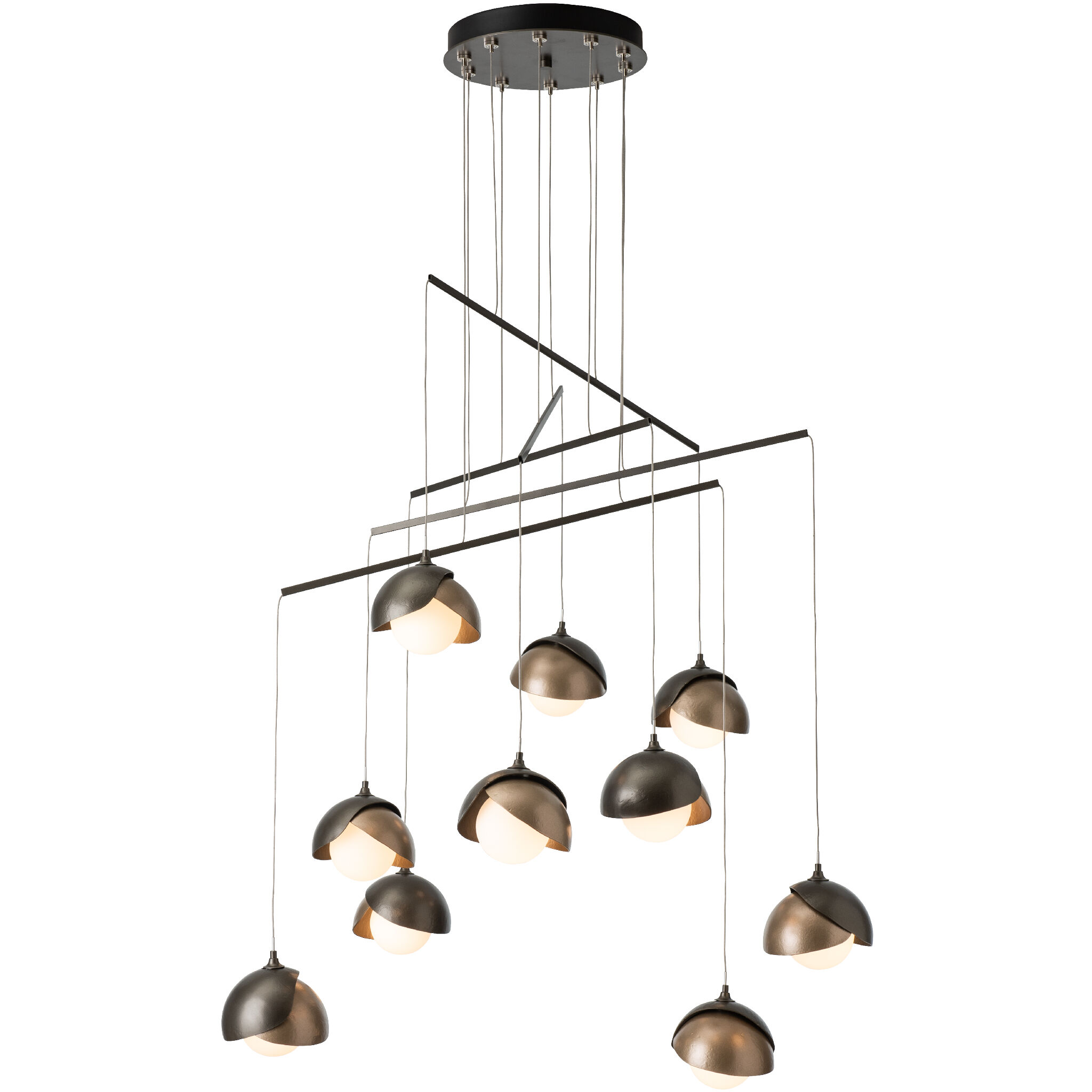 Brooklyn 10 Light 38 inch Dark Smoke/Soft Gold Mobile Pendant Ceiling Light, Double Shade