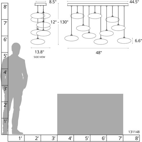 Clouds 10 Light 48 inch Ink Pendant Ceiling Light
