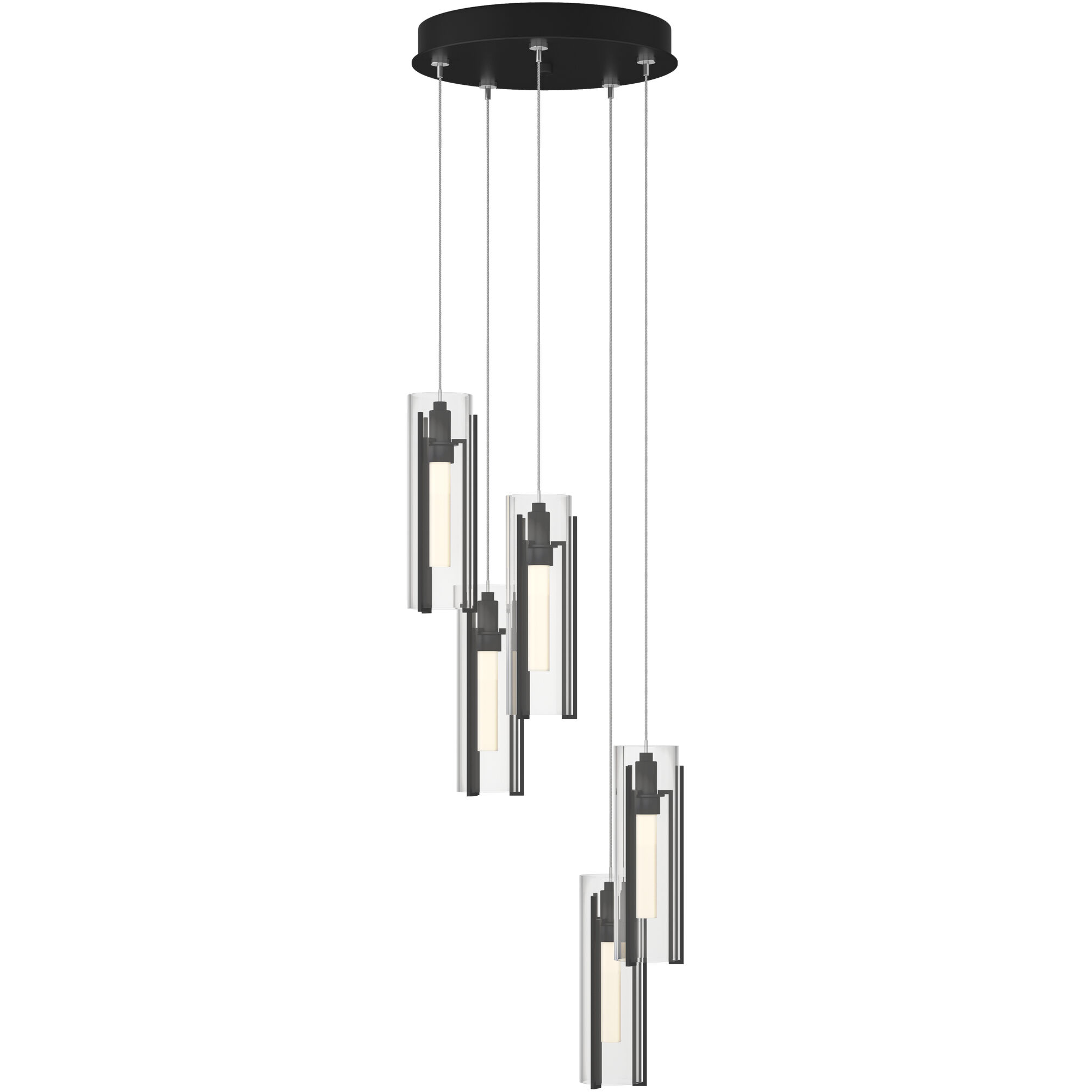 Exos Glass 5 Light 13.5 inch Black Pendant Ceiling Light in Clear