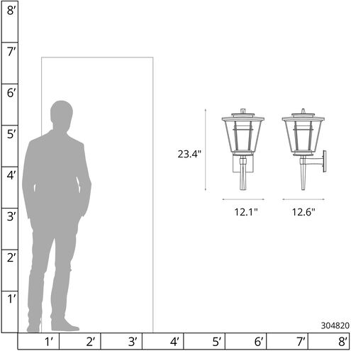 Beacon Hall 1 Light 23.4 inch Coastal Black Outdoor Sconce, Large