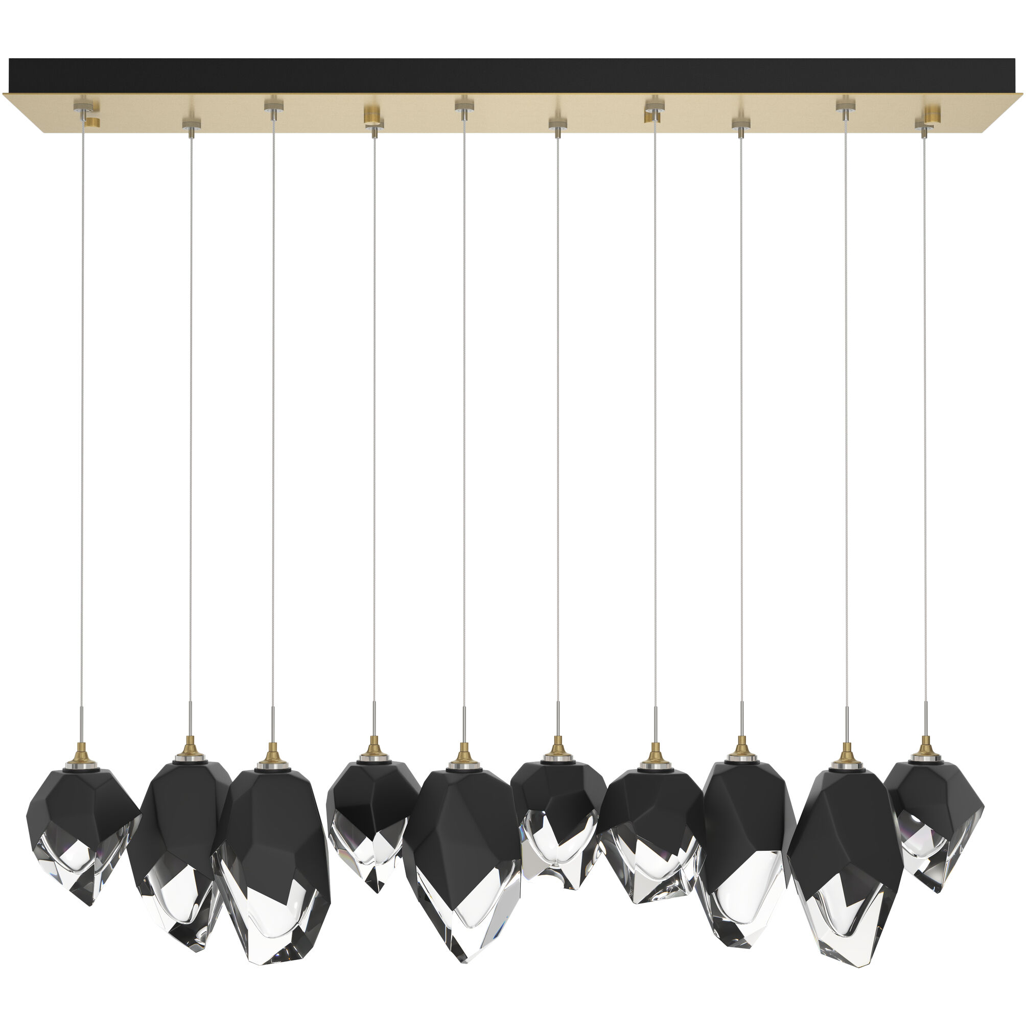 Chrysalis 10 Light 10.1 inch Modern Brass Pendant Ceiling Light in Black Crystal