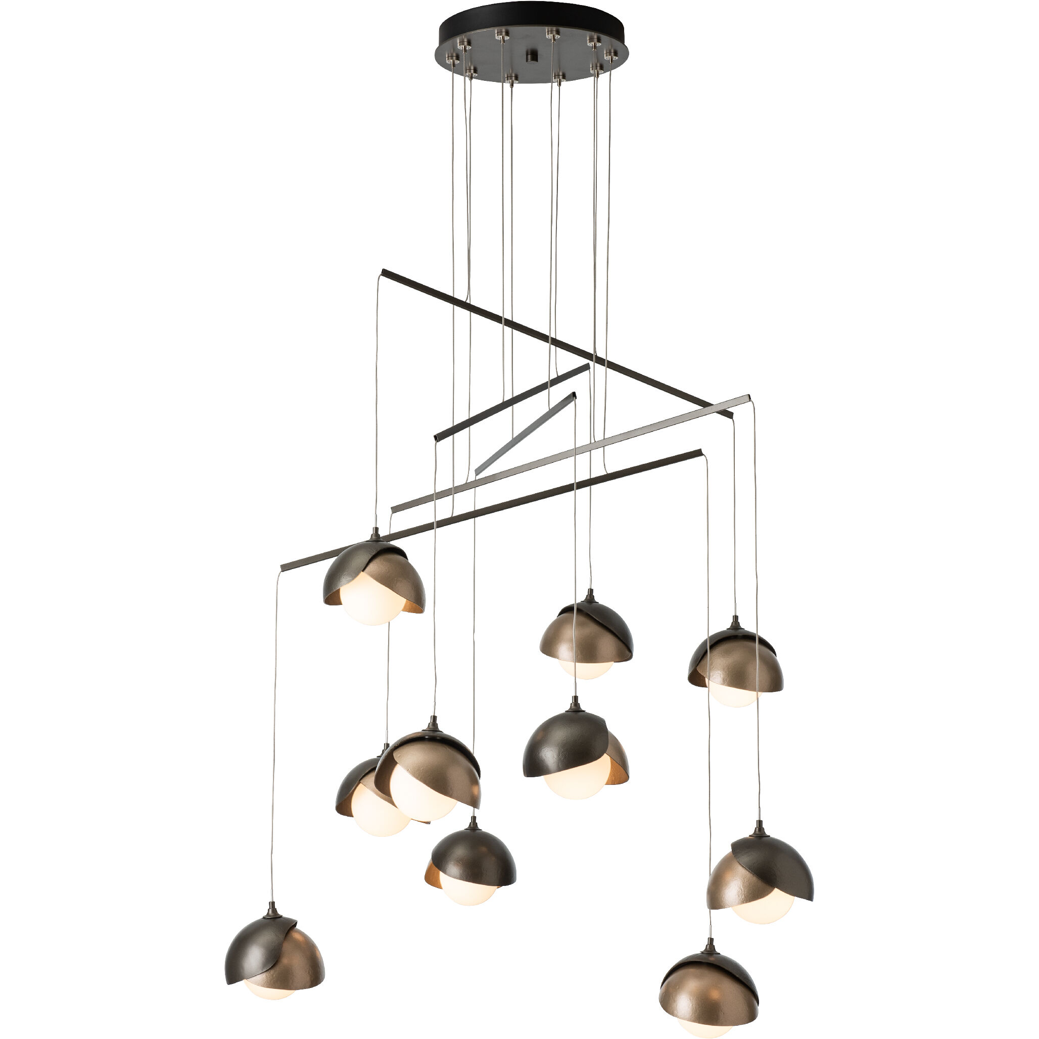 Brooklyn 10 Light 38 inch Dark Smoke/Soft Gold Mobile Pendant Ceiling Light, Double Shade