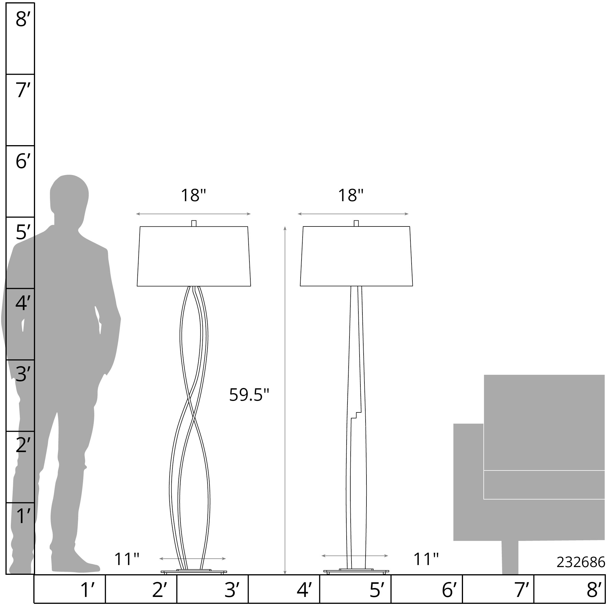 Almost Infinity 59.5 inch 150 watt Modern Brass Floor Lamp Portable Light in Natural Anna