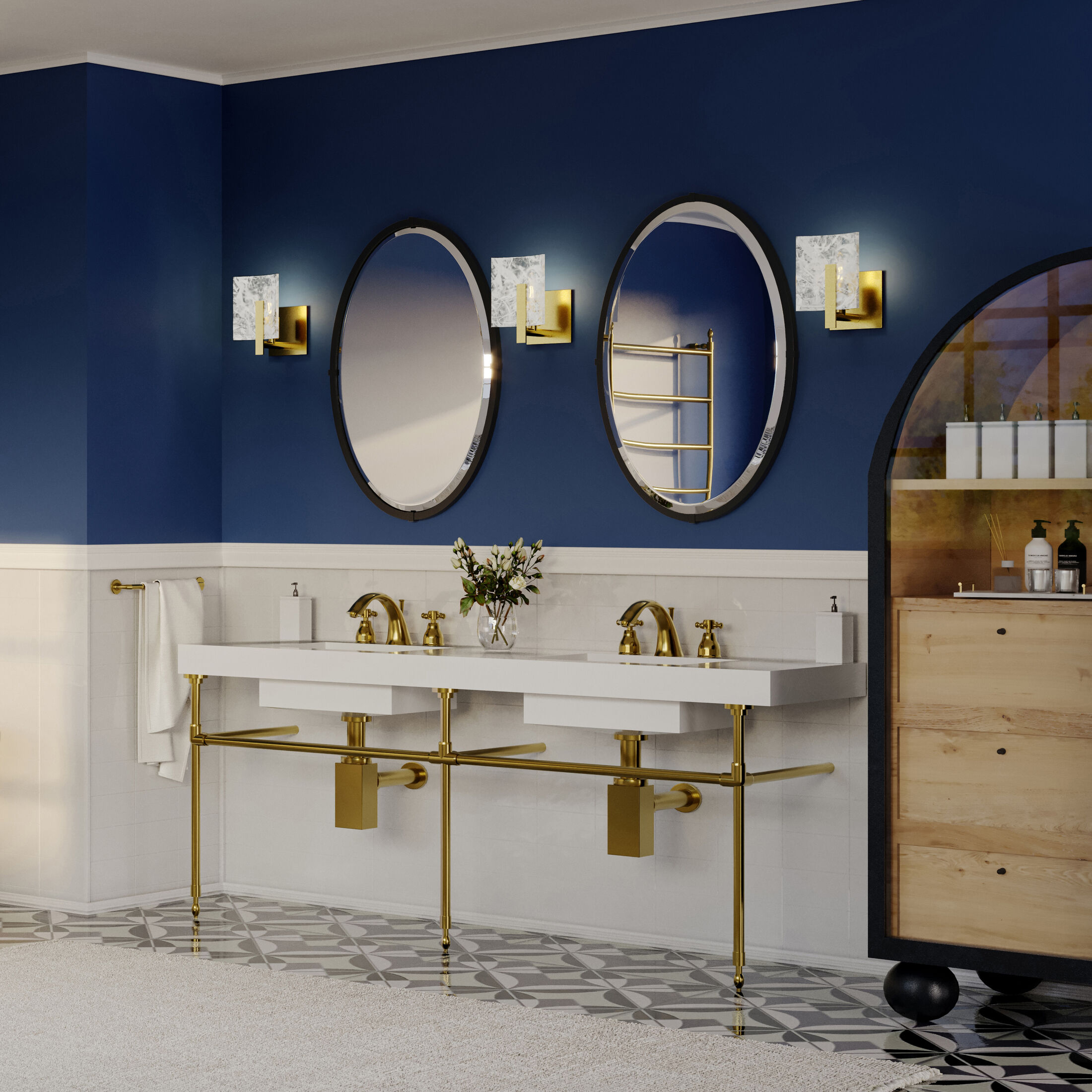 Arc 1 Light 6 inch Modern Brass Bath Sconce Wall Light, Small