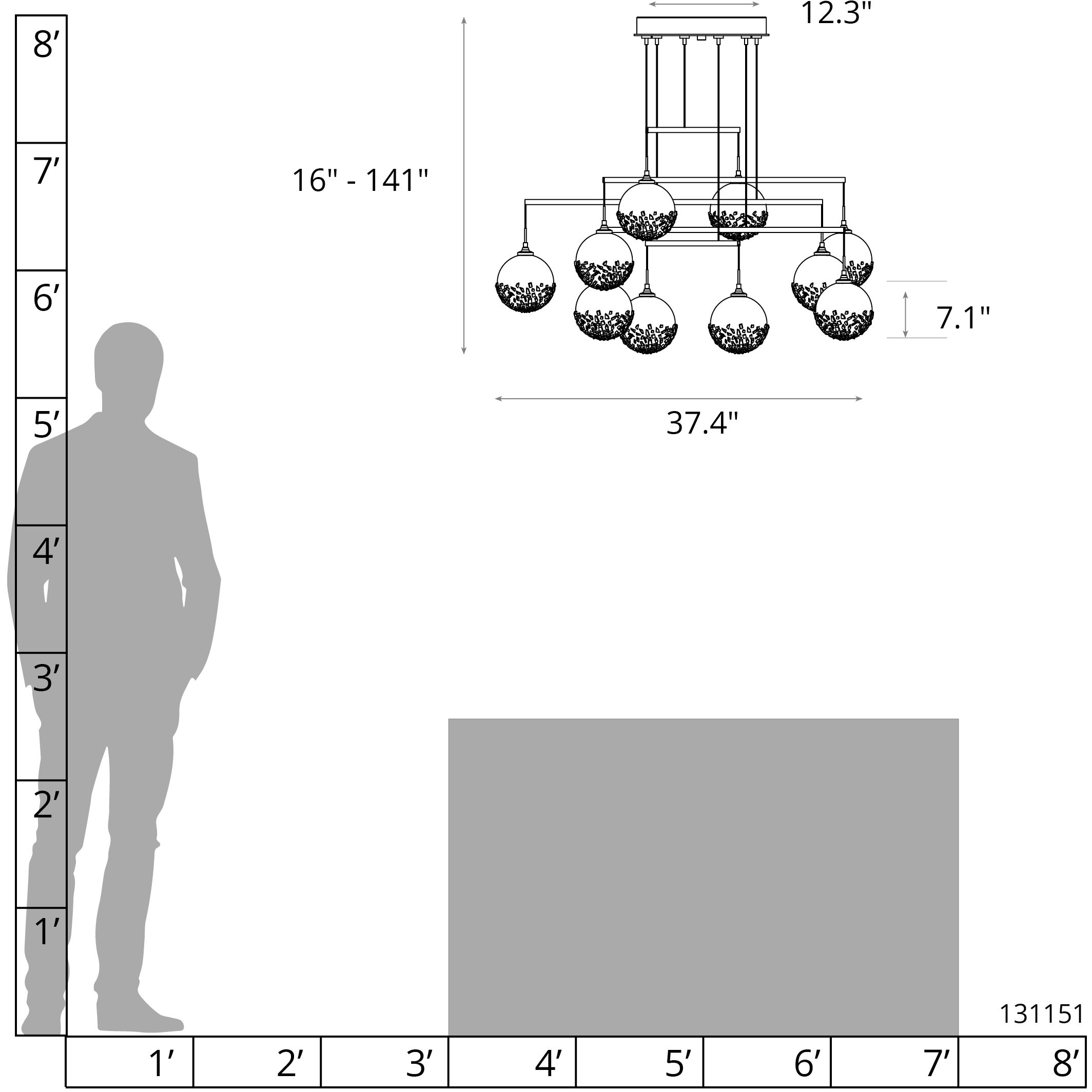 Fritz 10 Light 37.4 inch White Mobile Pendant Ceiling Light