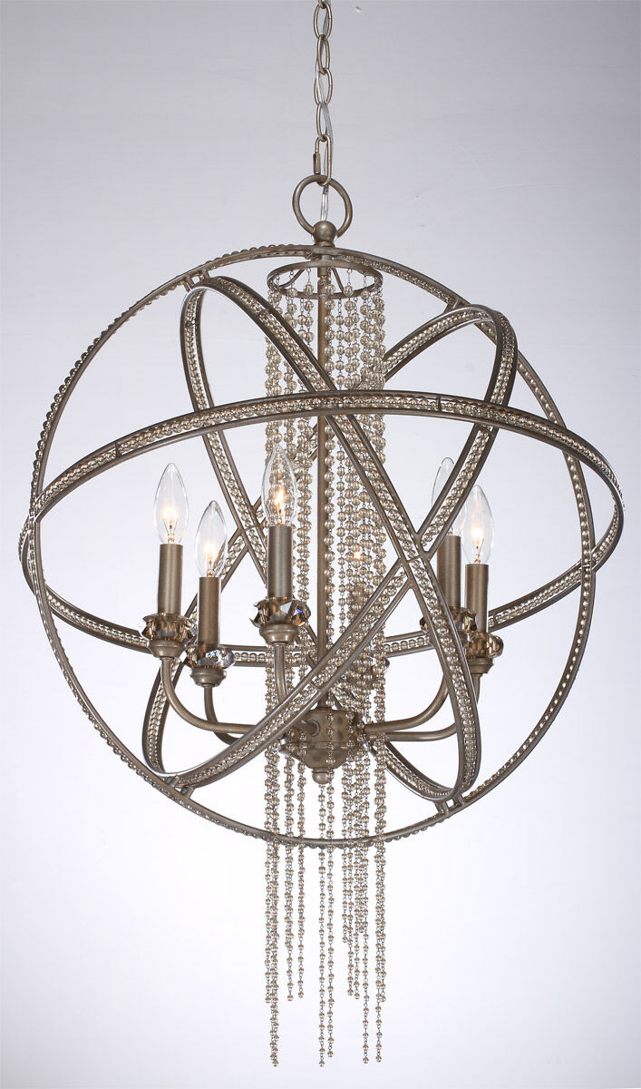 Cascade 6 Light 22 inch Burnished Silver Leaf Pendant Ceiling Light