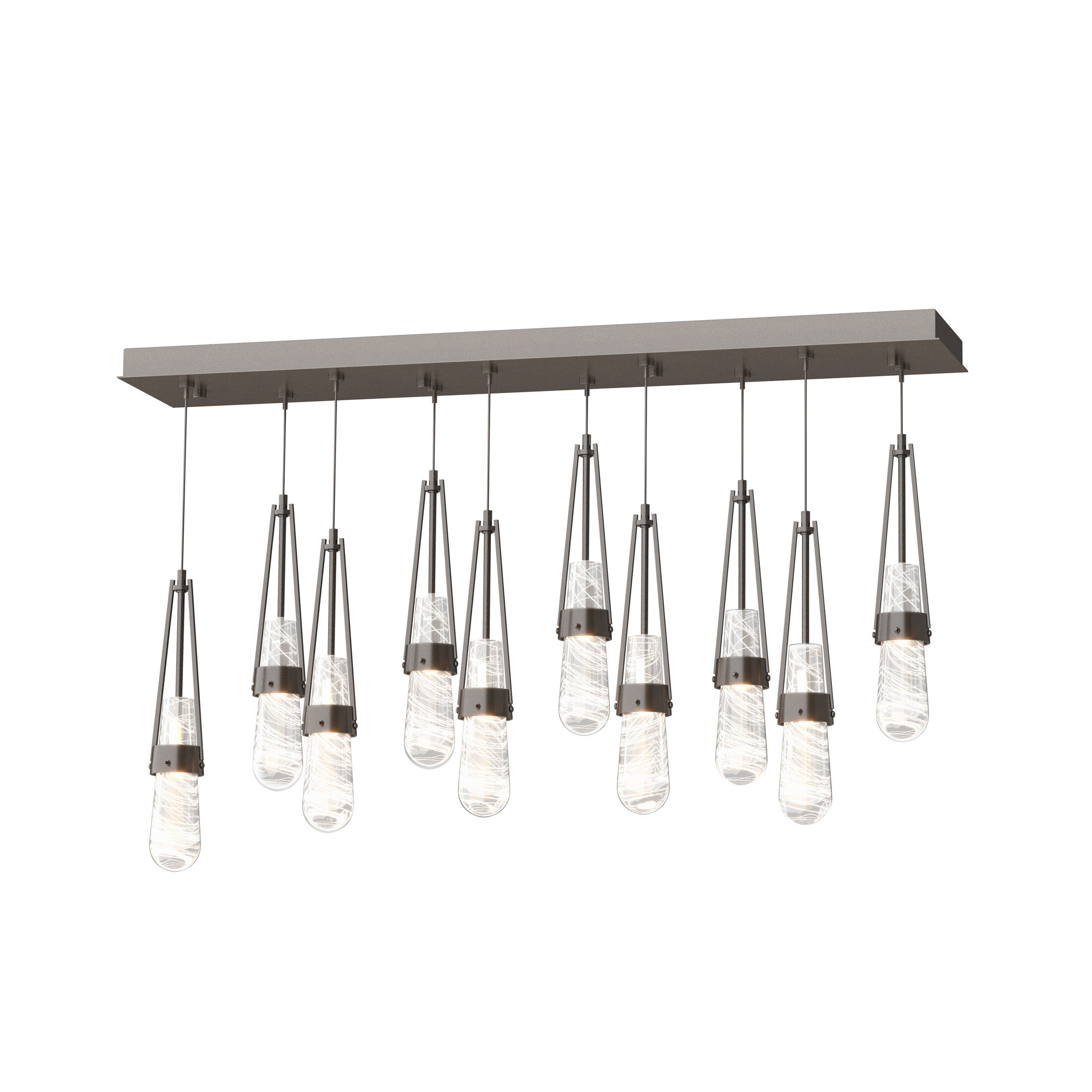 Link 10 Light 44.5 inch Oil Rubbed Bronze Pendant Ceiling Light in Clear with White Threading, Rectangular