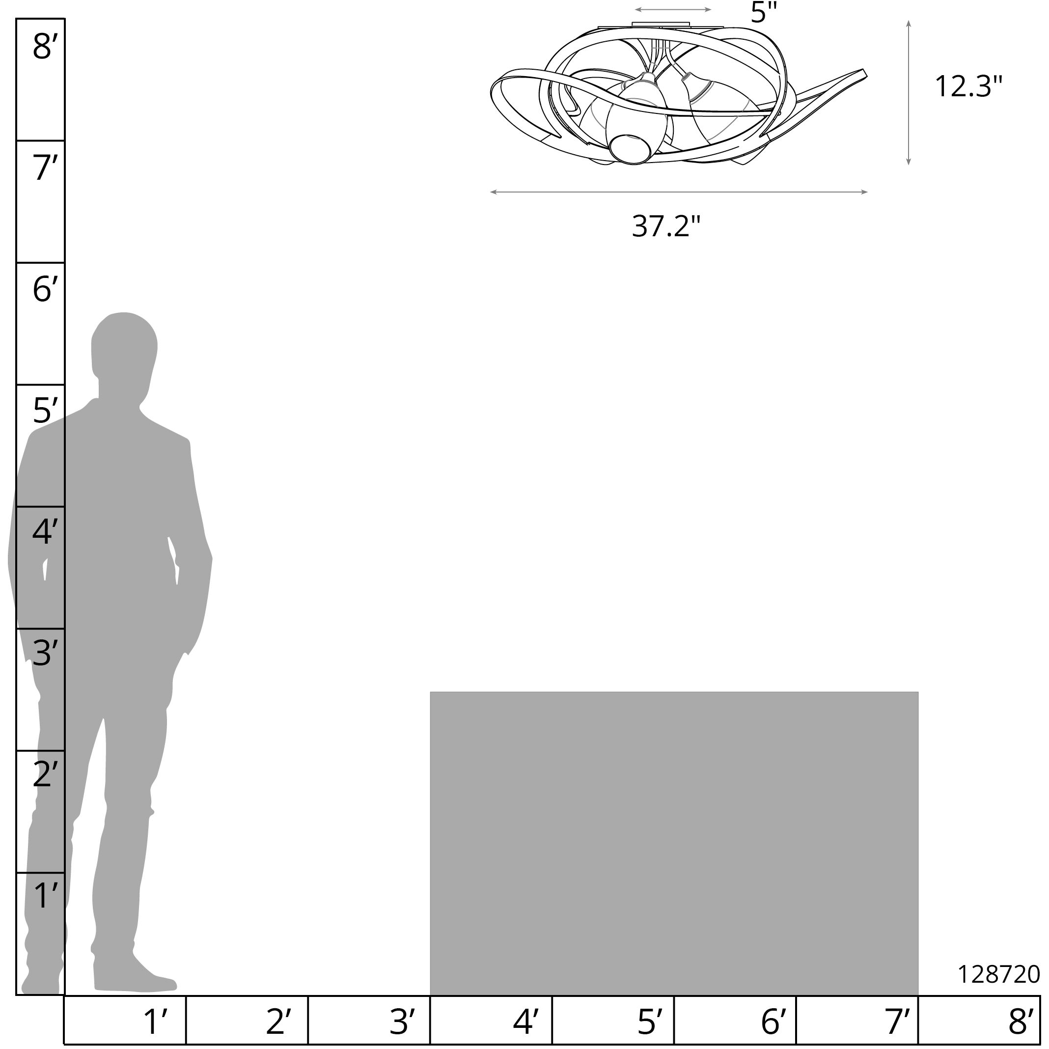 Nest 3 Light 37.2 inch Dark Smoke Semi-Flush Ceiling Light