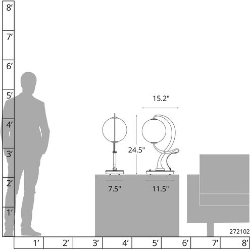 Pression 24.5 inch 4.3 watt Sterling Table Lamp Portable Light in Leather Black, Crackle