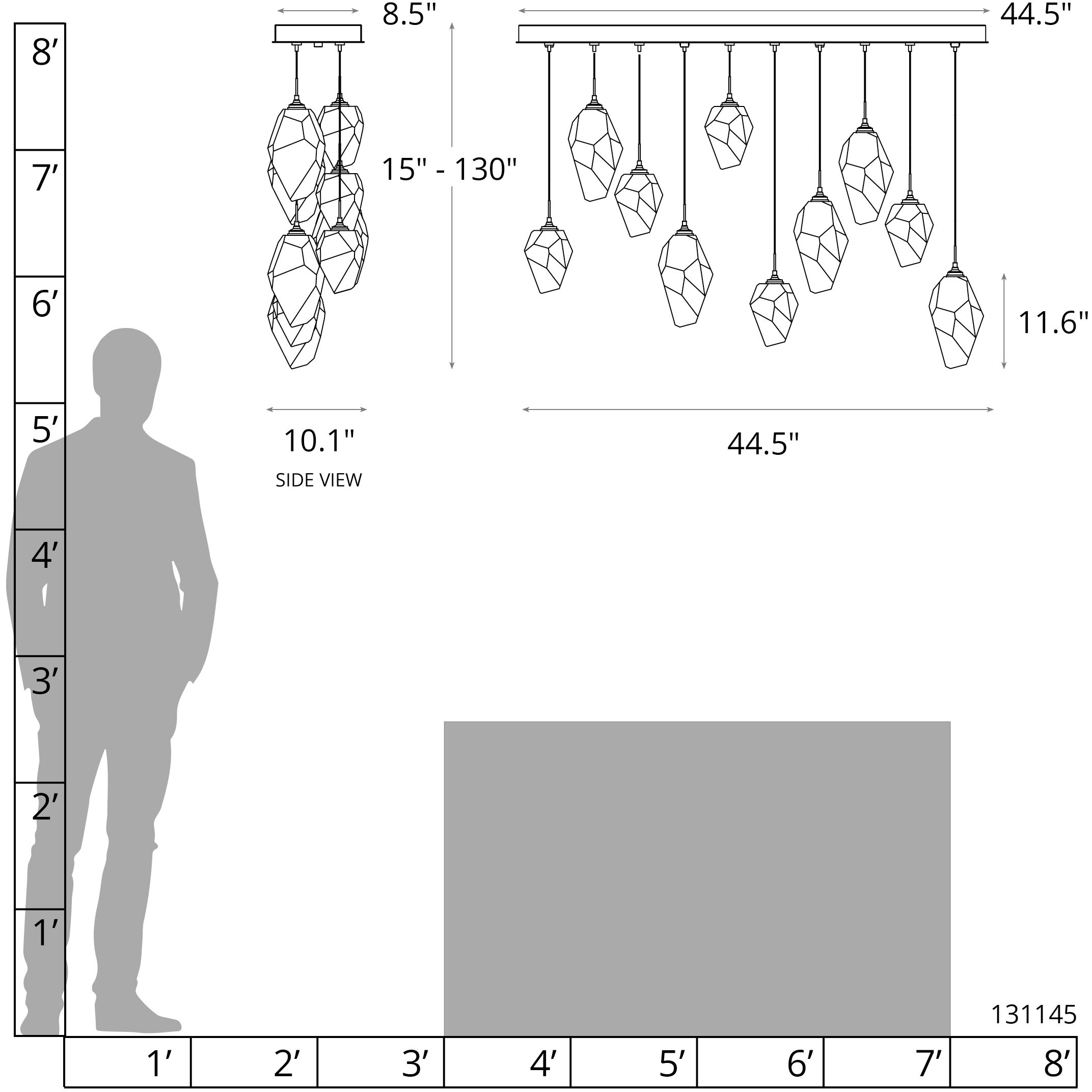 Chrysalis 10 Light 10.1 inch Sterling Pendant Ceiling Light in Black Crystal