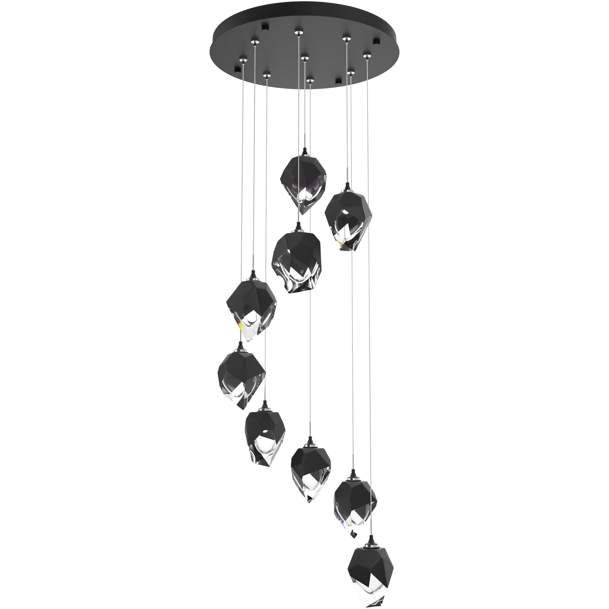 Chrysalis 9 Light 20.5 inch Black Pendant Ceiling Light in Black Crystal, Small