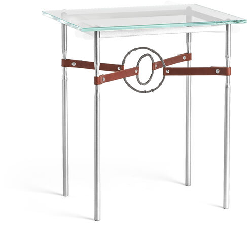 Equus 25.1 X 22 inch Sterling and Dark Smoke Side Table in Leather British Brown, Sterling/Dark Smoke