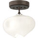 Ume 1 Light 6.3 inch Bronze and Natural Iron Semi-Flush Ceiling Light in Bronze/Natural Iron, Frosted