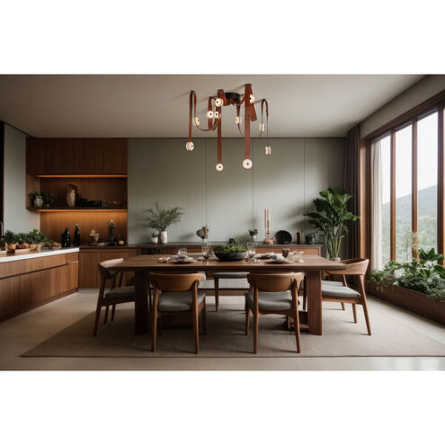 Art & Alchemy SNAPS LED 86.5 inch White Pendant Ceiling Light in White Leather with Alabaster, Large