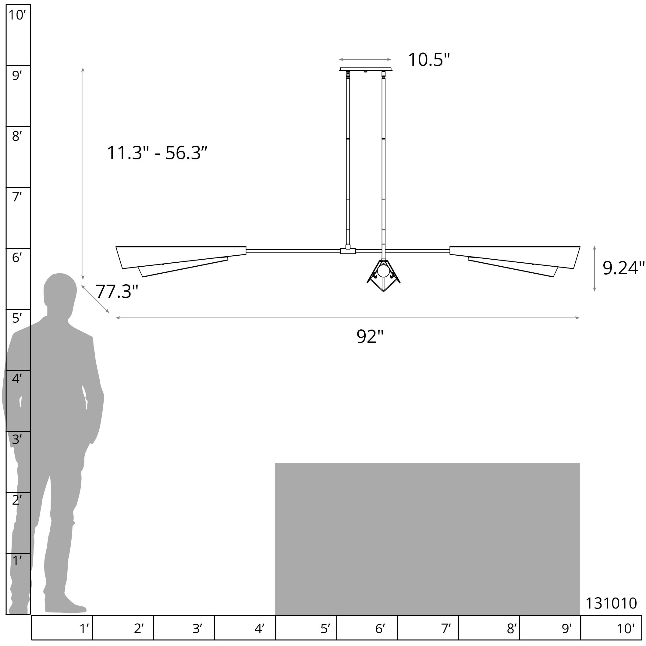 Vertex 4 Light 92 inch Oil Rubbed Bronze and Oil Rubbed Bronze Pendant/Semi-Flush Ceiling Light, Large
