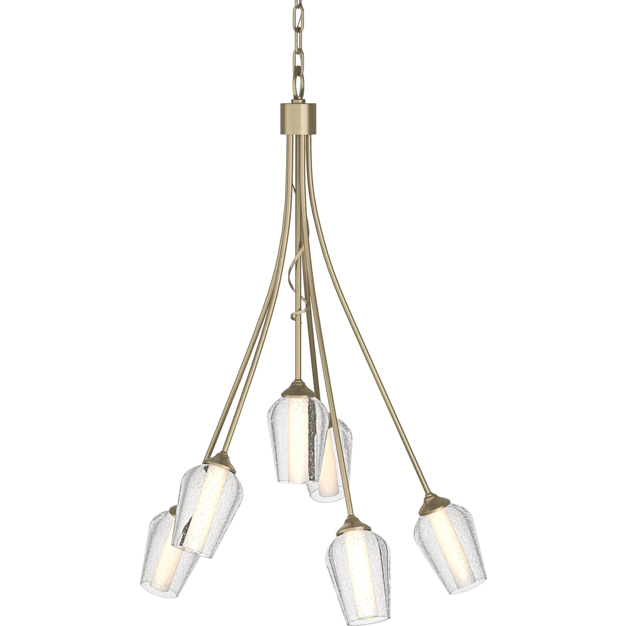 Flora 6 Light 23.1 inch Soft Gold Chandelier Ceiling Light in Seeded with Opal