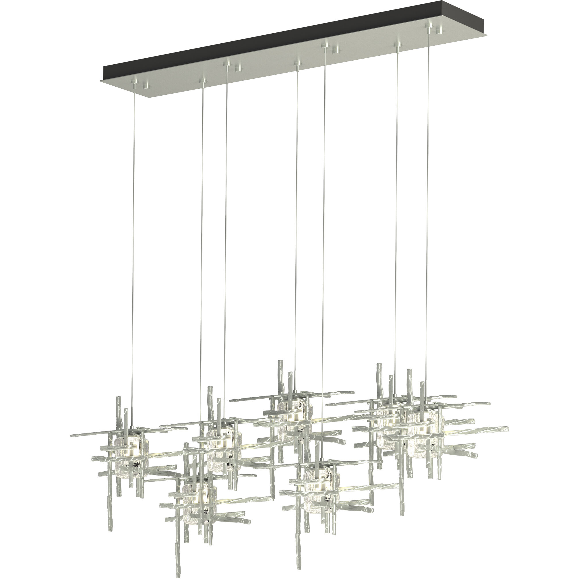 Tura 7 Light 53.6 inch Vintage Platinum Pendant Ceiling Light, Rectangular