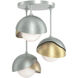 Brooklyn 3 Light 12 inch Vintage Platinum and Modern Brass Semi-Flush Ceiling Light in Vintage Platinum/Modern Brass