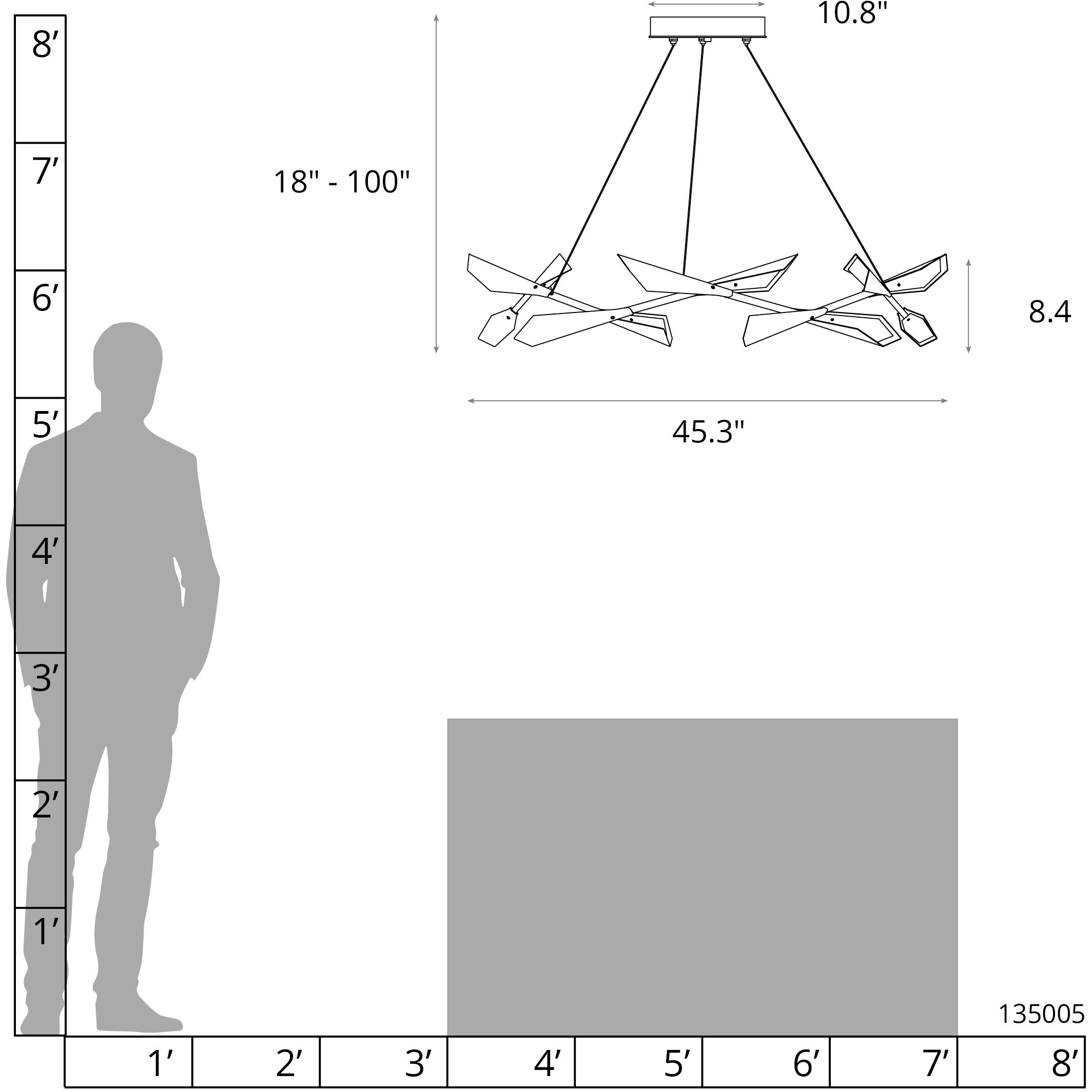 Quill LED 45.3 inch White Pendant Ceiling Light in White and White, Large