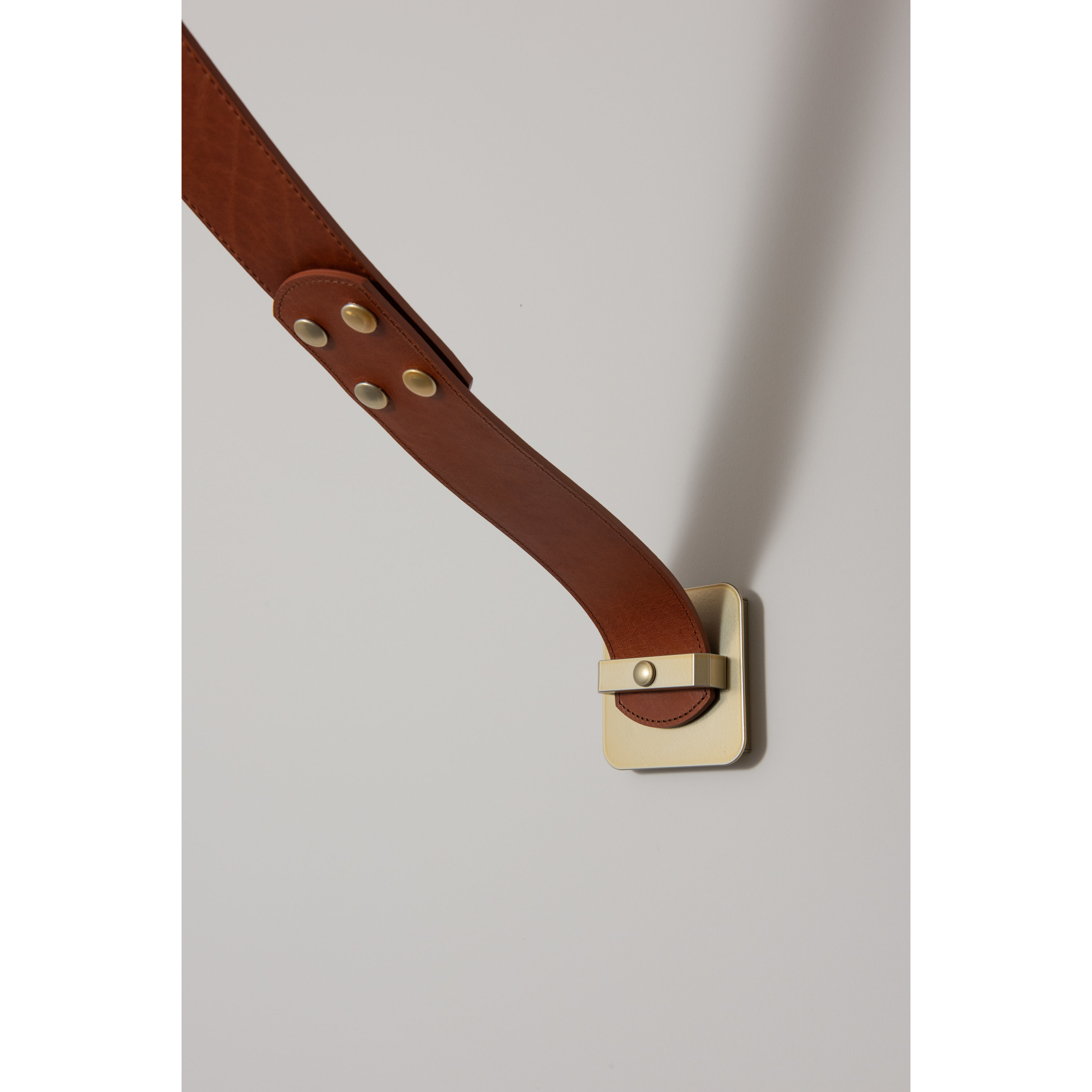 Art & Alchemy SNAPS LED 4 inch Modern Brass Pendant Ceiling Light in Chestnut Leather with Alabaster, Small