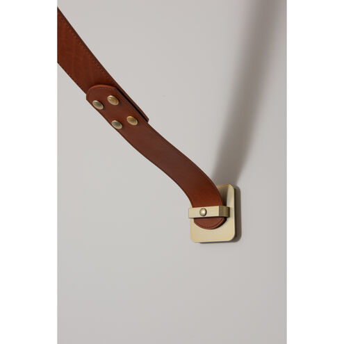 Art & Alchemy SNAPS LED 4 inch Modern Brass Pendant Ceiling Light in Chestnut Leather with Alabaster, Small