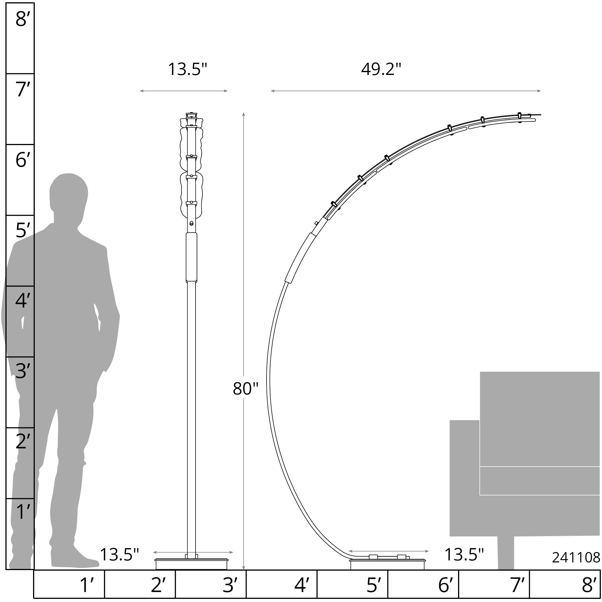 Glissade 80 inch 16.80 watt Black Arc Floor Lamp Portable Light