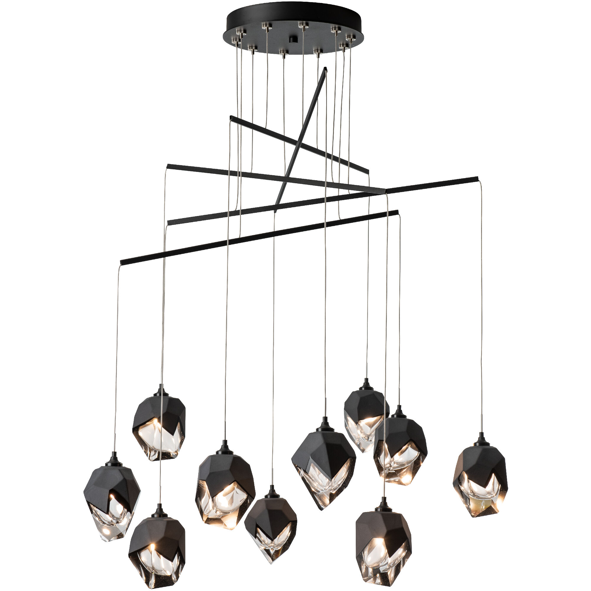 Chrysalis 10 Light 37.2 inch Dark Smoke Mobile Pendant Ceiling Light in White Crystal, Small