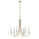 Simple Sweep 6 Light 26 inch Modern Brass Chandelier Ceiling Light