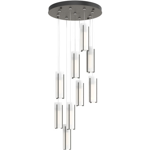 Exos Glass 9 Light 20.5 inch Natural Iron Pendant Ceiling Light in Opal, Round