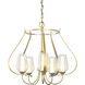 Flora 5 Light 22.2 inch Modern Brass Chandelier Ceiling Light in Seeded with Opal