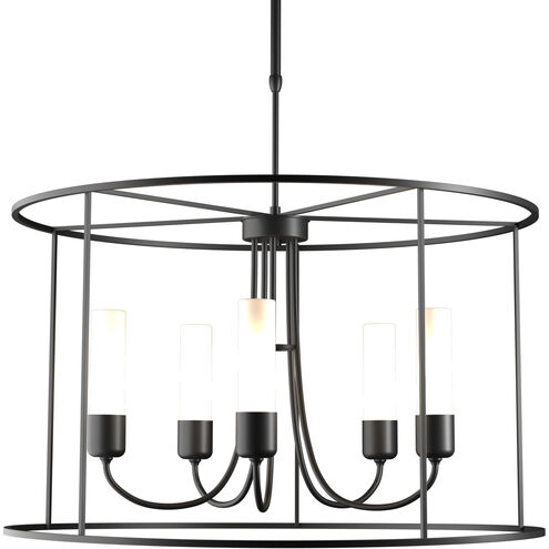 Portico 5 Light 32 inch Coastal Black Outdoor Pendant in Opal, Drum