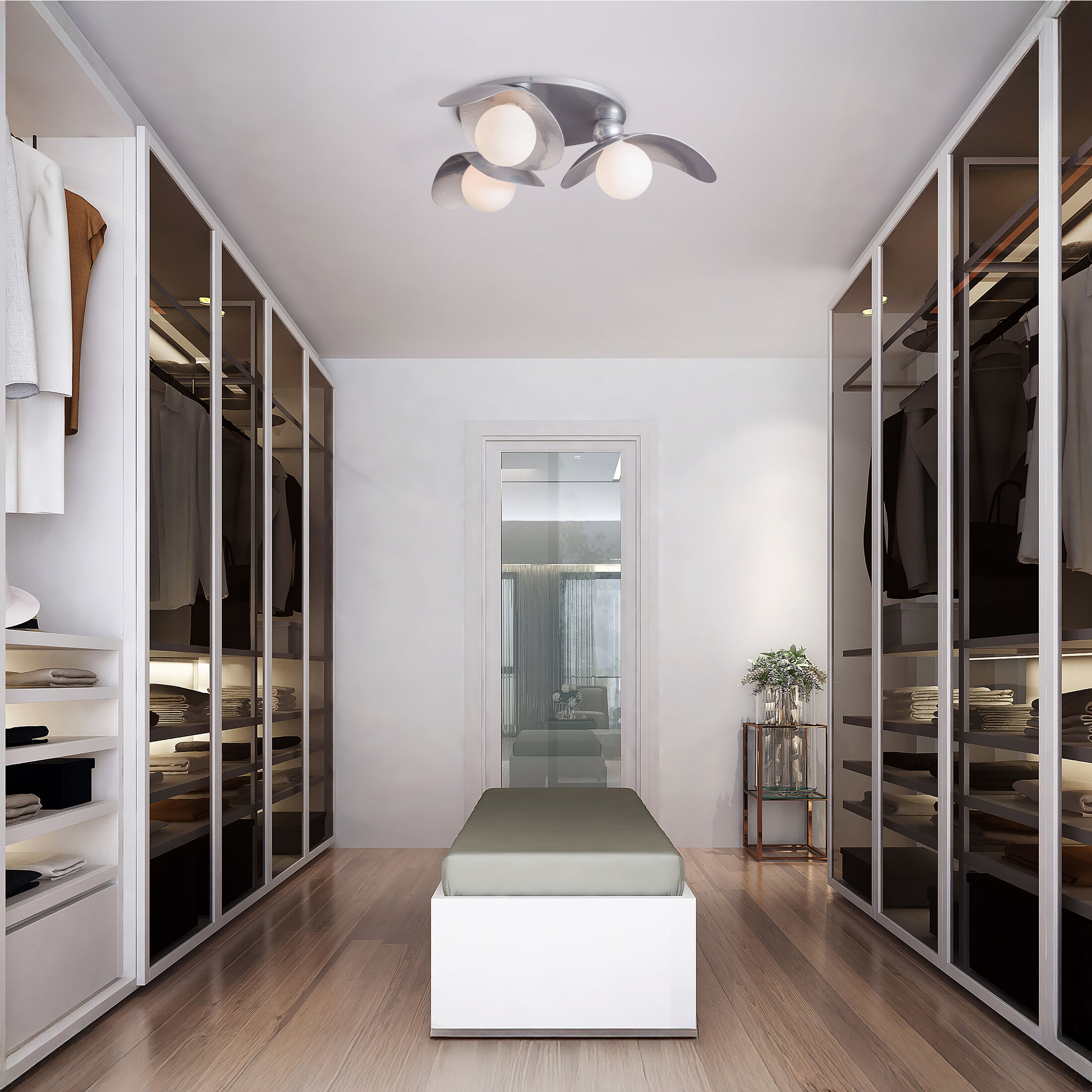 Yoki 3 Light 29.8 inch Sterling Semi-Flush Ceiling Light