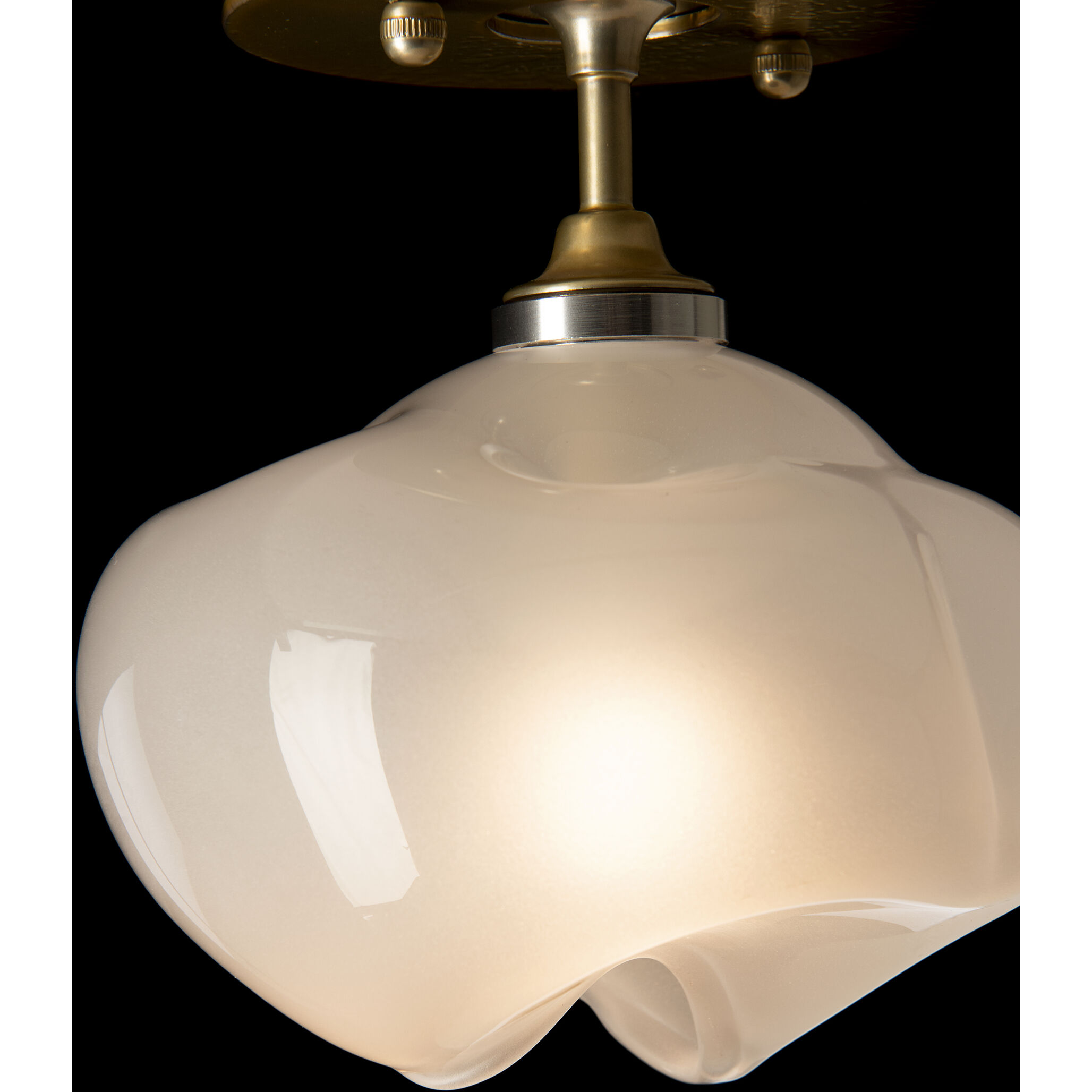 Ume 1 Light 6.3 inch Modern Brass and Modern Brass Semi-Flush Ceiling Light in Frosted